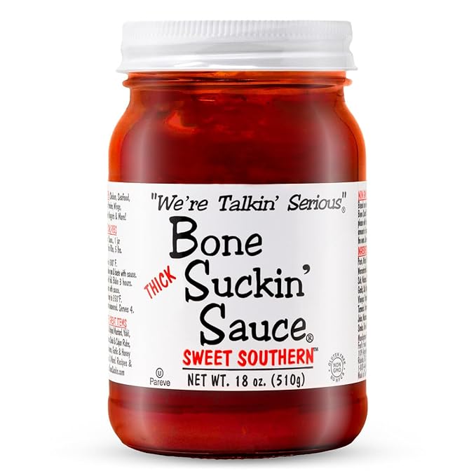 Bone Suckin' Sauce Sweet Southern Thick BBQ Sauce, 18 oz Glass Bottle, For Ribs, Chicken, Pork