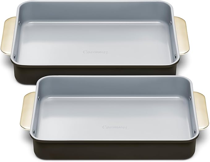 Caraway Non-Stick Ceramic 9”x13” Rectangle Pan Duo - Naturally Slick Ceramic Coating - Non-Toxic