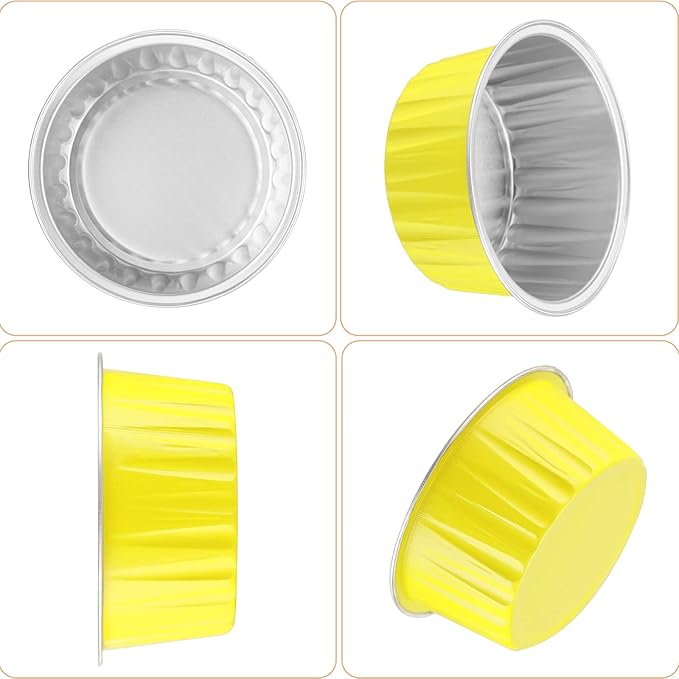 EUSOAR Aluminum Ramekins with Lids, 50pcs 5oz Aluminum Foil Baking Cups, Disposable Foil Ramekins