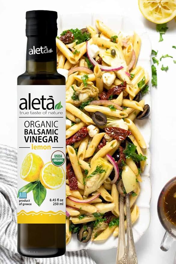 Aleta Farms Balsamic Vinegar, Premium Quality Lemon Infused Balsamic Glaze, USDA Organic, Perfect