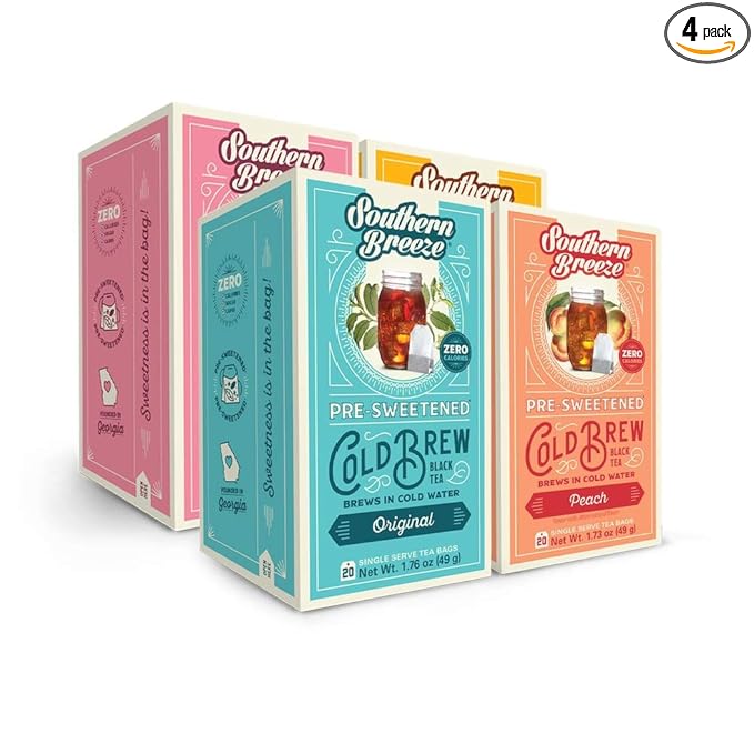 Southern Breeze Cold Brew Sweet Tea Variety Pack Iced Tea with Black Tea and Zero Carbs Zero Sugar