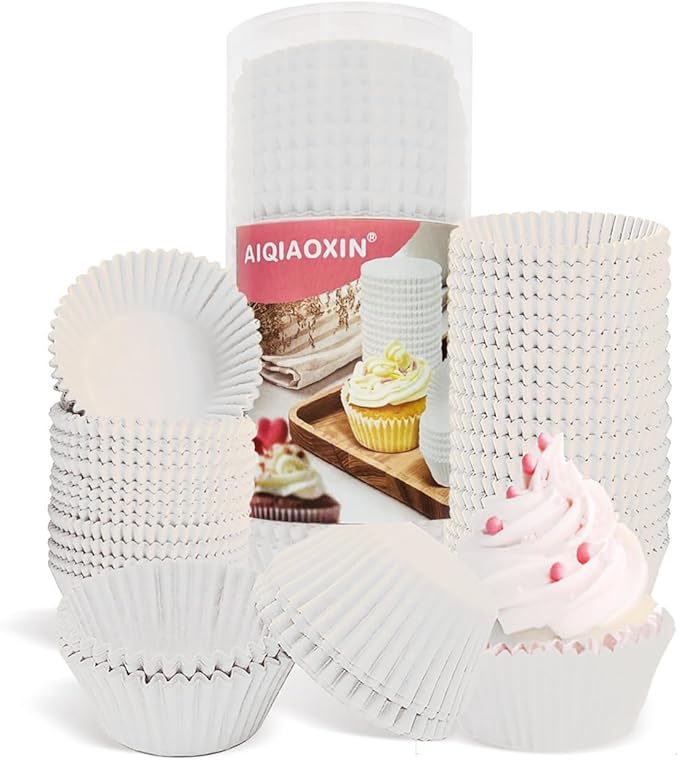 500pcs Standard white cupcake liners for baking,food grade cupcake wrappers,non-stick, greaseproof