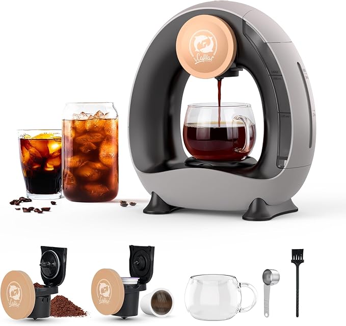 Single Serve Coffee Maker,Fast Brew in 2 minutes,Stylish＆Compact Design,MINI Q 2 IN 1 Coffee