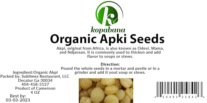 KOPABANA Organic Akpi Seeds | Djansang Spice | Odevi | Wama | 4oz