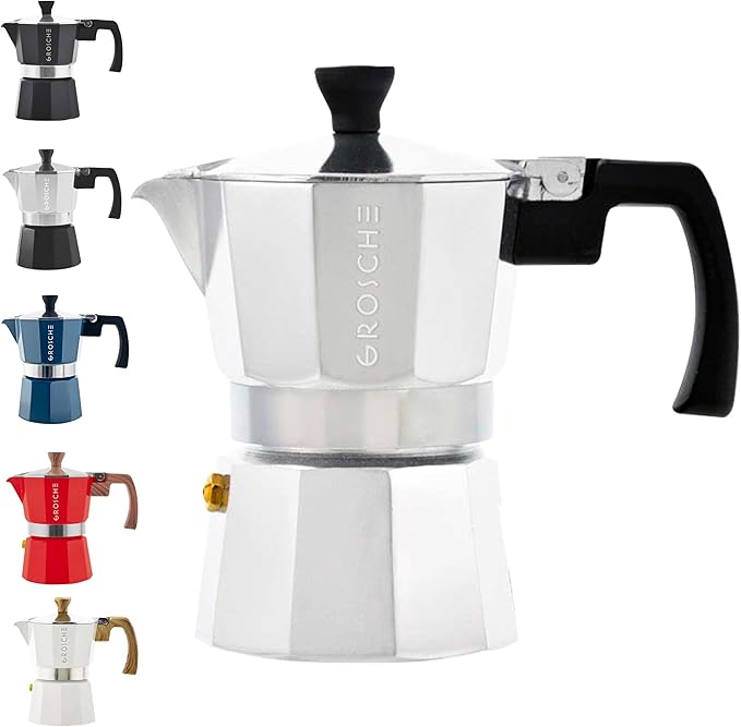 GROSCHE Milano Moka Pot | 3 Espresso Cup - 5 oz | Stovetop Espresso Percolator & Coffee Maker
