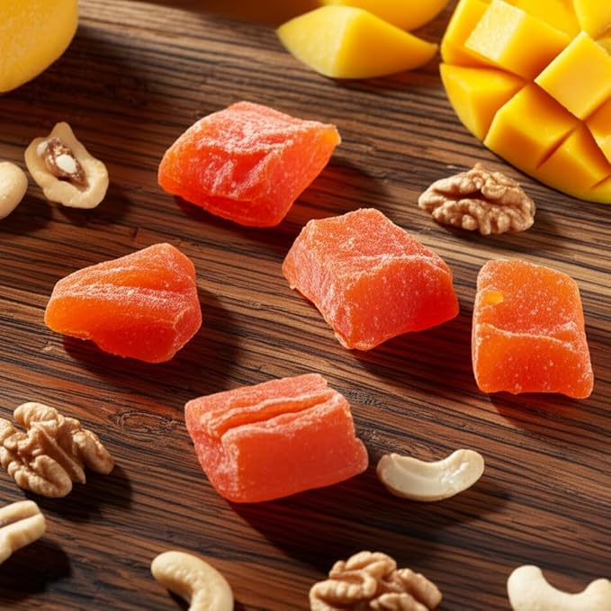 Dried Papaya Chunks, 1 Pound Bag, The Hampton Popcorn & Candy Company