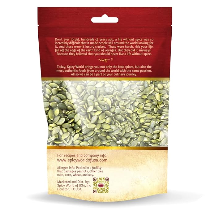 Raw Pumpkin Seeds 5 LB Jumbo Bag - Shelled, AAA Grade, Unsalted, Dry, Vegan, Bulk Bag by Spicy World