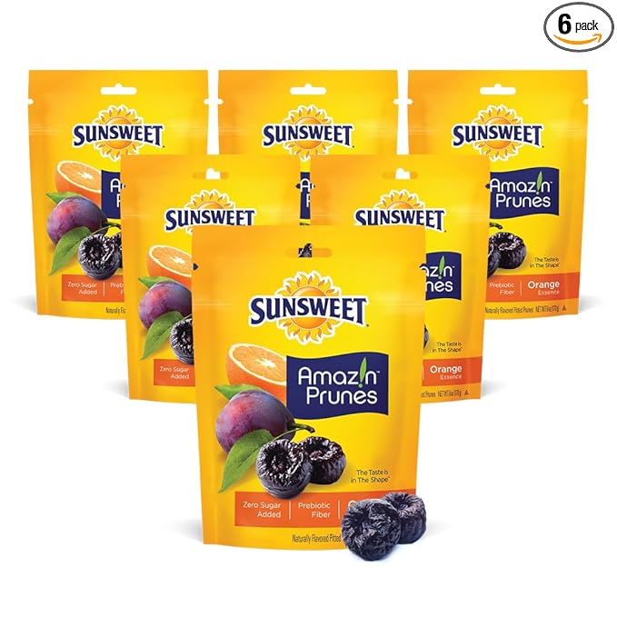 Sunsweet Amazin' Prunes Orange Essence - Prunes Pitted Unsweetened & Dried - Gluten Free, Vegan