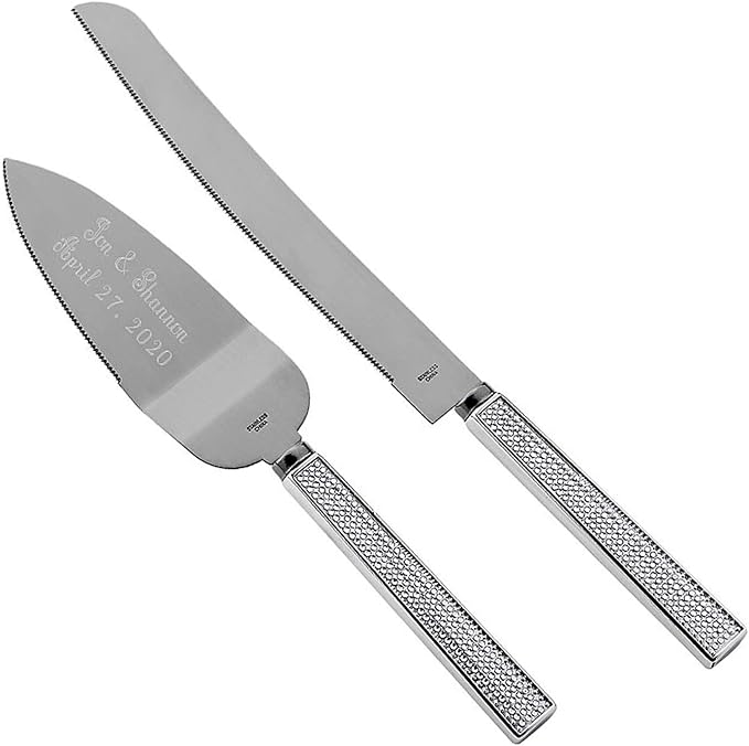GIFTS INFINITY® Personalized Wedding Cake Knife and Server Set Free Engraving (2558) - Valentine's