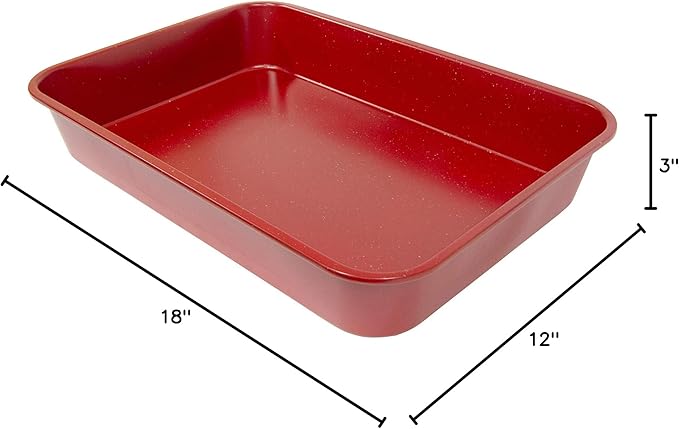 casaWare Grande Lasagna/Roaster Pan 18 x 12 x 3-Inch - Extra Large, Ceramic Coated NonStick (Red