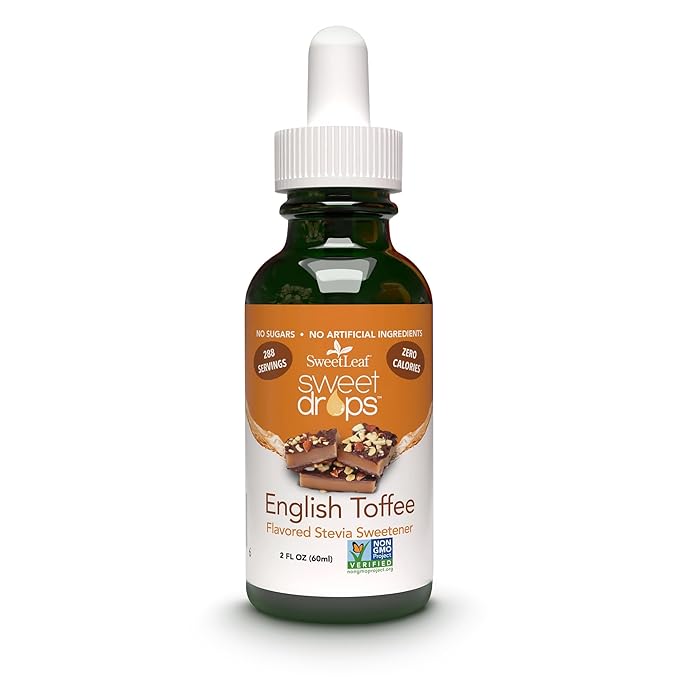 SweetLeaf Stevia Liquid Sweet Drops - English Toffee Flavored Drops, Stevia Liquid Sweetener
