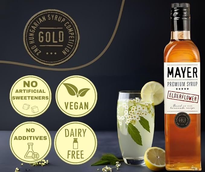 Mayer Premium Artisanal Hungarian Elderflower Syrup (Cordial) ??Award-Winning, Only Elderflowers