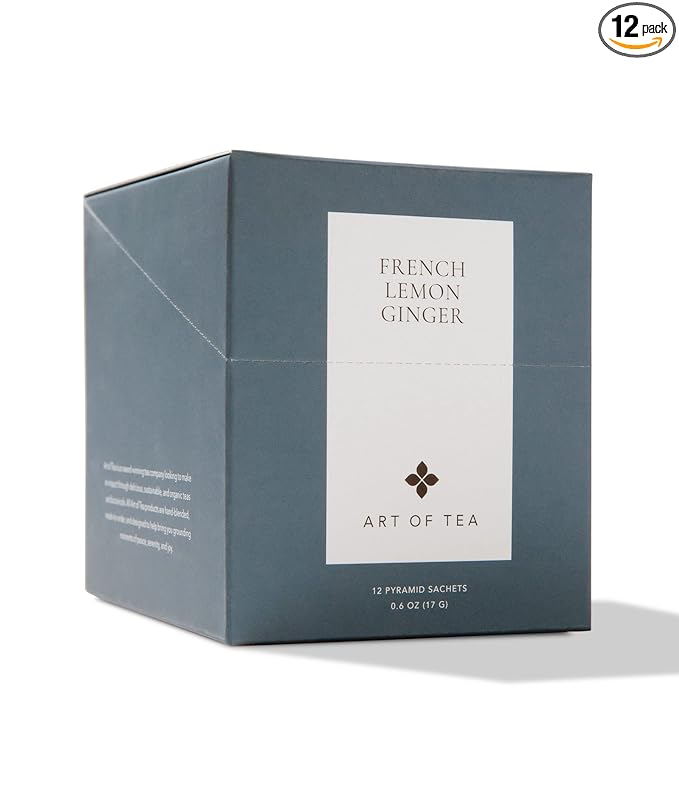 Art of Tea | French Lemon Ginger | 12 Count Eco Friendly Premium Quality Pyramid Tea Bags Sampler