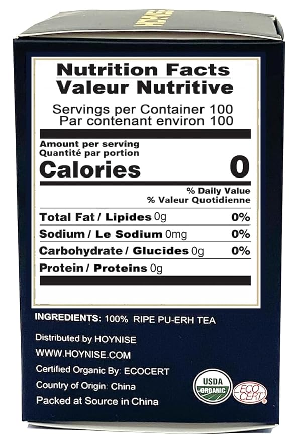 HOYNISE – USDA Organic Pu-erh Tea Loose Leaf- Chinese Yunnan Ripe Puerh Tea - Zero Artificial