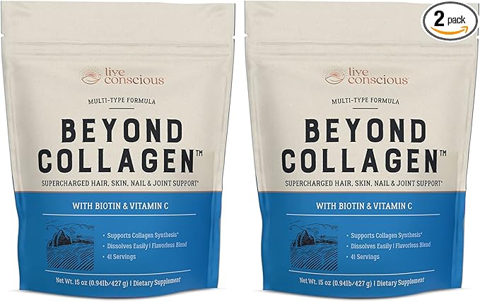 Live Conscious Beyond Collagen Multi Collagen Powder - Types I, II, III, V & X | Keto Friendly