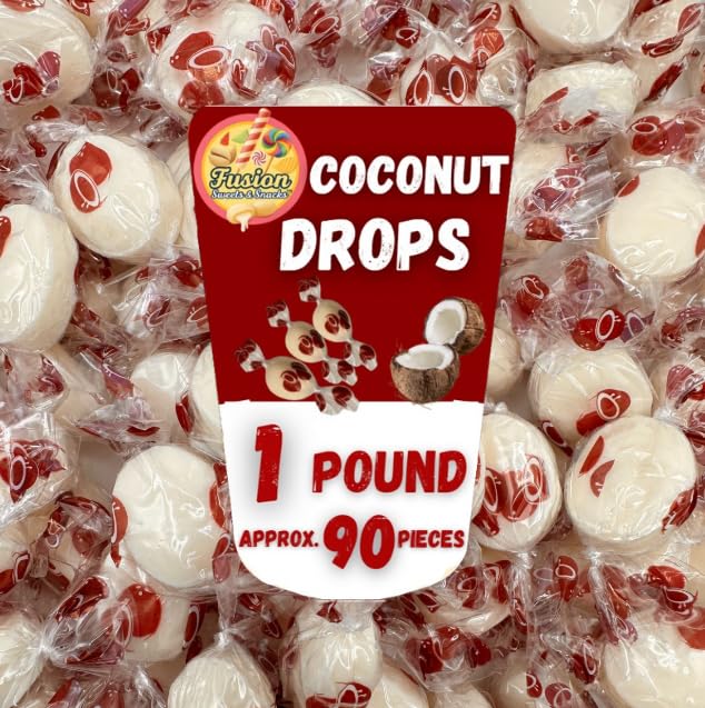 Coconut Hard Candy - 1 Pound Individually Wrapped Candy, Creamy Filled Coconut Candy, Bulk Bag Old
