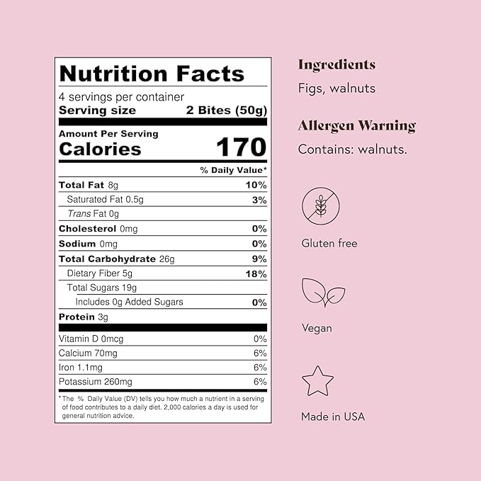 Fichi Fig and Nut Bites, a Wholesome and Delicious Gluten-Free Italian Fruit and Nut Snack, 3.5oz