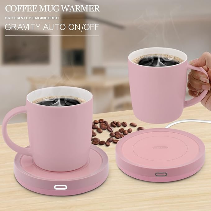BESTINNKITS Smart Coffee Set Auto On/Off Gravity-induction Mug Office Desk Use, Candle Wax Cup
