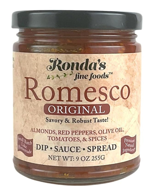 Romesco Dip, Spread, Topping & Sauce ??Thick, Small-Batch Romesco with Almonds, Pure Olive Oil, Red
