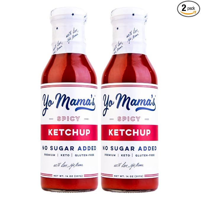 Yo Mama's Foods Keto Spicy Ketchup ??Pack of (2) - No Sugar Added, Low Carb, Vegan, Gluten Free