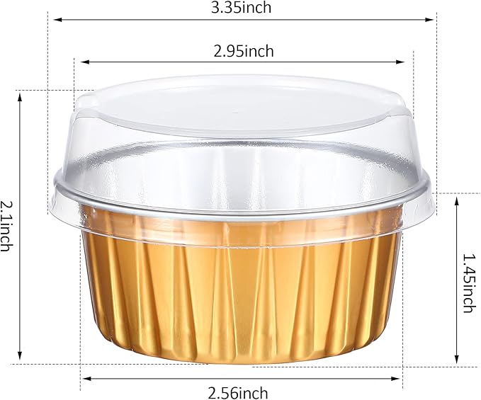 150 Pcs Cupcake Liners with Lids 5 oz Aluminum Foil Cupcake Baking Cups Disposable Ramekins Muffin