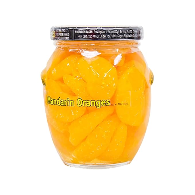 MW Polar Mandarin Orange Segments in Light Syrup, glass jar 10oz (Pack of 12)