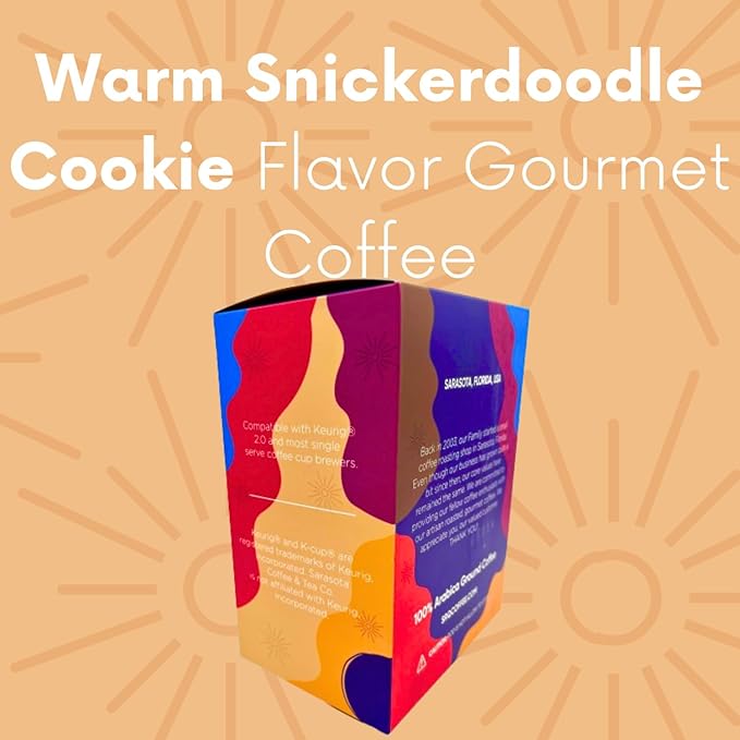 Sarasota K-Cup Coffee Pods | Medium Roast Flavored Coffee | Snickerdoodle Sugar Cookie | Single