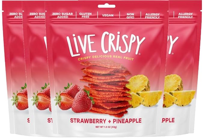 Live Crispy Fruit Chips - Pineapple-Powered Snack Packed with 100% Natural Fruit