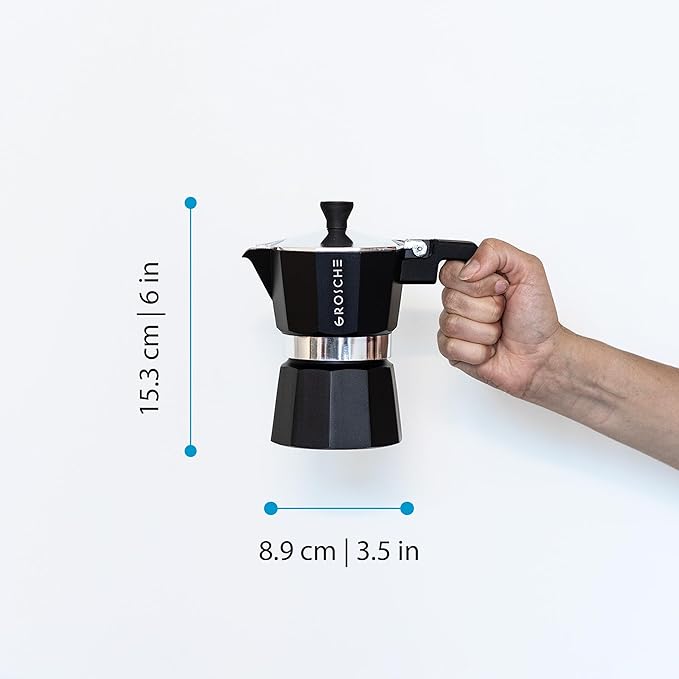 GROSCHE Milano Stovetop Espresso Maker Moka Pot 3 espresso Cup - 5 oz, Black - Cuban Coffee Maker