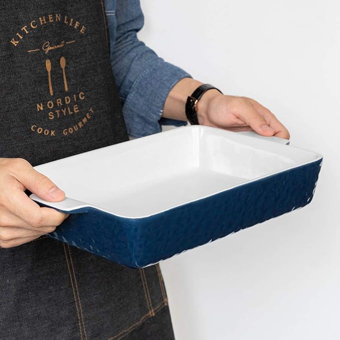 4 QT Baking Dish, Casserole Dishes for Oven, 9x13 Baking Pan with Handles, Lasagna Pan Deep
