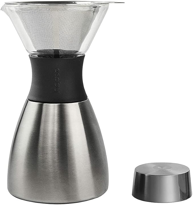 asobu Insulated Pour Over Coffee Maker (32 oz.) Double-Wall Vacuum, Stainless-Steel Filter and Take