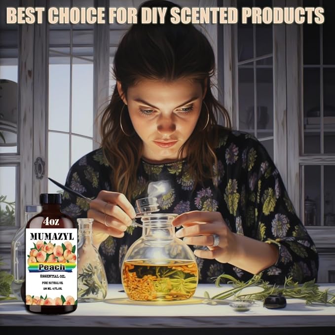 Peach Essential Oil, Peach Oil 4 Fl Oz 120ML for Diffuser Humidifier Yoga Cleaning DIY Candle Soap