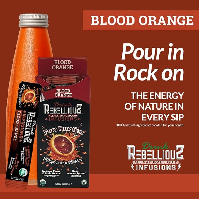 Rebellious Blood Orange Organic Drink Mix ??Organic Zero Calorie Energy Drink Mix | Monk Fruit &