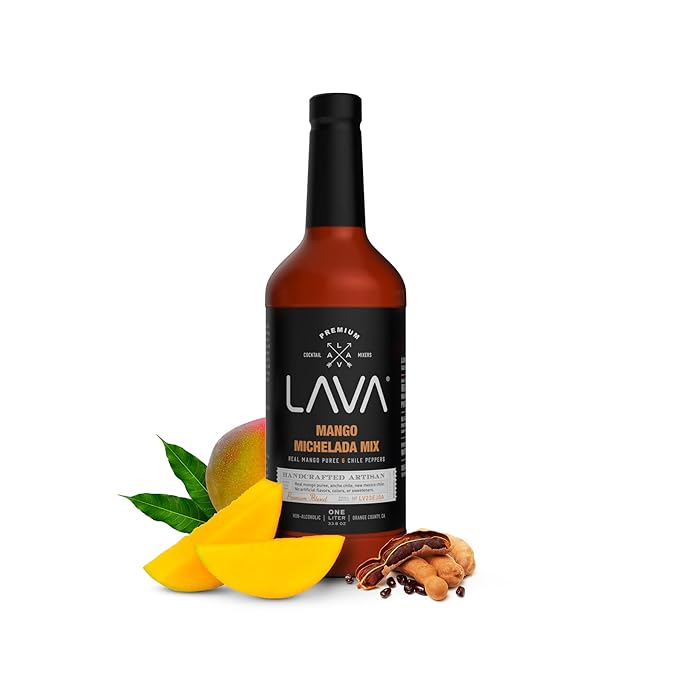 (3-Pack) LAVA Premium Mango Michelada Mix Made With Real Mango Puree, Ancho Chile Peppers, New
