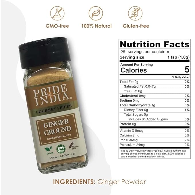 Pride of India – Ginger Fine Ground – Gourmet Spice – Blends Well – Good for Cooking/Baking/Tea &