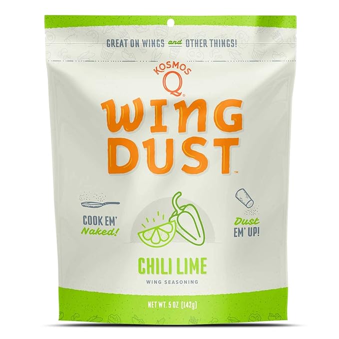Kosmos Q Chili Lime Wing Dust, Fiery & Zesty Chicken Wing Seasoning for Chicken, Popcorn, Fries &