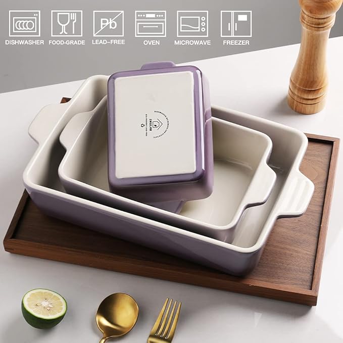 Sweejar Ceramic Bakeware Set, Rectangular Baking Dish for Oven Lasagna Pans for Cooking, Kitchen