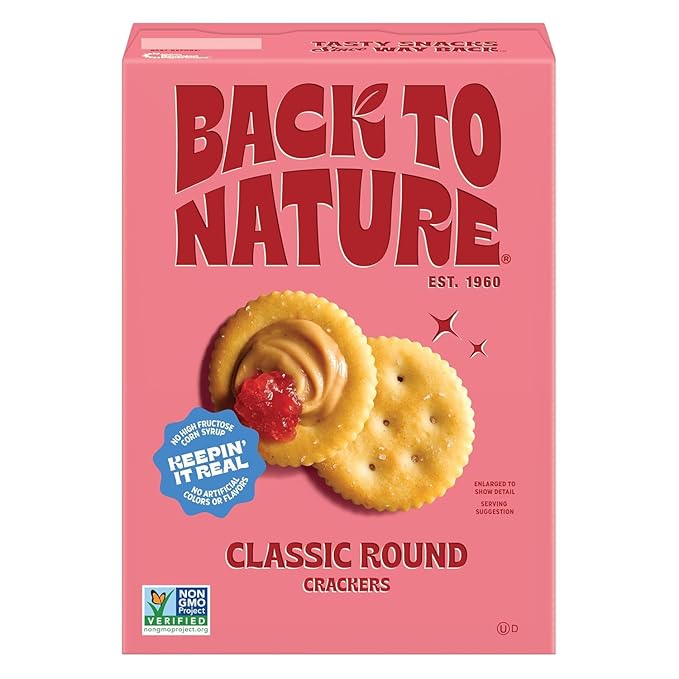 Back to Nature Classic Round Crackers - Dairy Free, Non-GMO, Made with Wheat Flour & Sea Salt