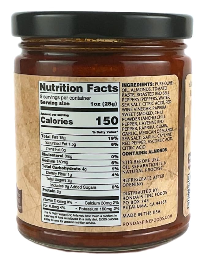 Spicy Romesco Dip, Spread, Sauce - Small-Batch with Almonds, Olive Oil, Red Peppers ??Red Sauce for