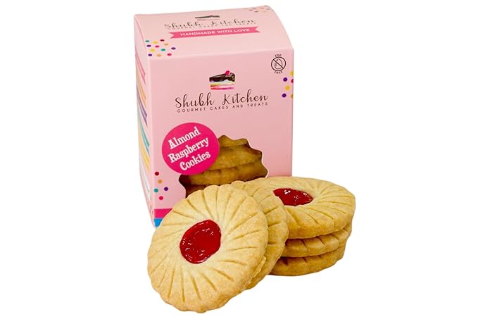 Classic Almond Raspberry Cookies- Gourmet Jam-Filled Linzer Cookies, 100% Egg-Free & Vegetarian