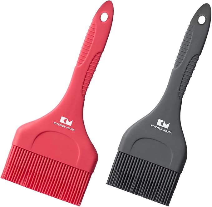 Kitchen Mama Platinum Silicone Extra Wide Pastry & Basting Brush Utensil Set ??Heat Resistant