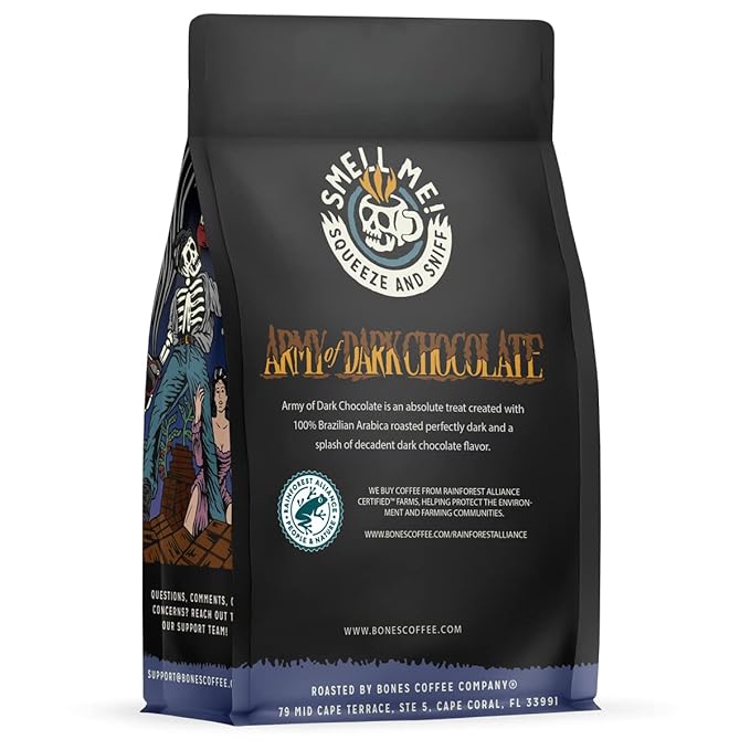Bones Coffee Company Army of the Dark Chocolate Flavored Coffee, Medium Roast Low Acid Arabica