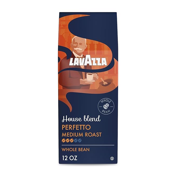 Lavazza House Blend Perfetto Whole Bean Coffee 12oz Bag, Medium Roast, Full-bodied, Intensity 3/5