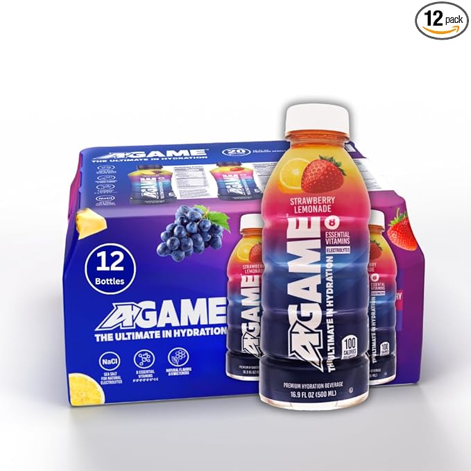 A-GAME Sports Drink, Strawberry Lemonade, The Ultimate Hydration Sports Beverage for Athletes, 8