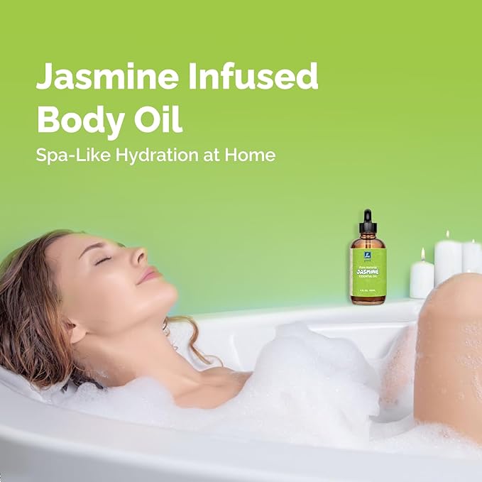 Jasmine Essential Oil 4 Oz, 100% Pure Jasmine Oil for Diffuser, Skin, Hair, Body & Face, Perfume