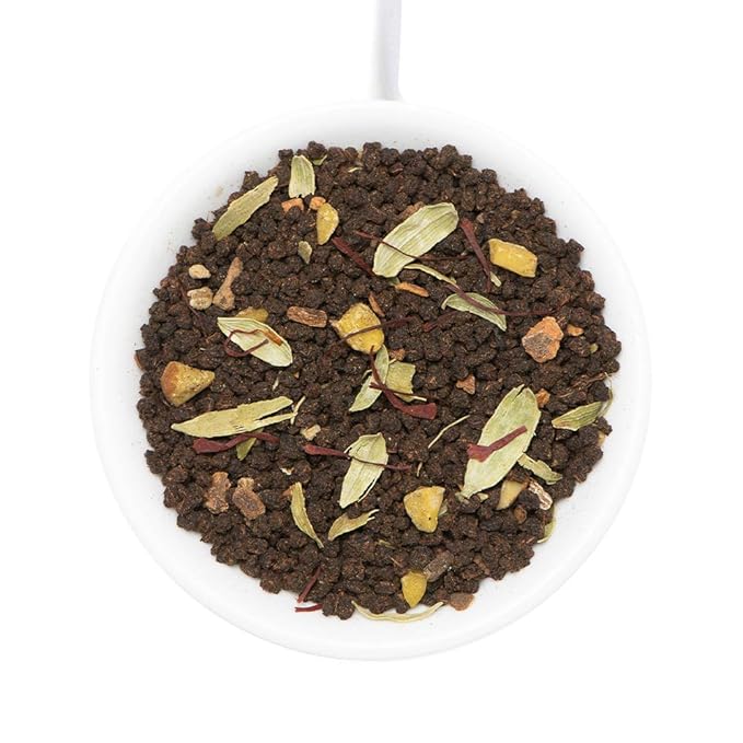 VAHDAM Saffron Spiced Chai (Loose Leaf, 50 Cups, 100g) | Black Tea with Cardamom, Cinnamon, Clove