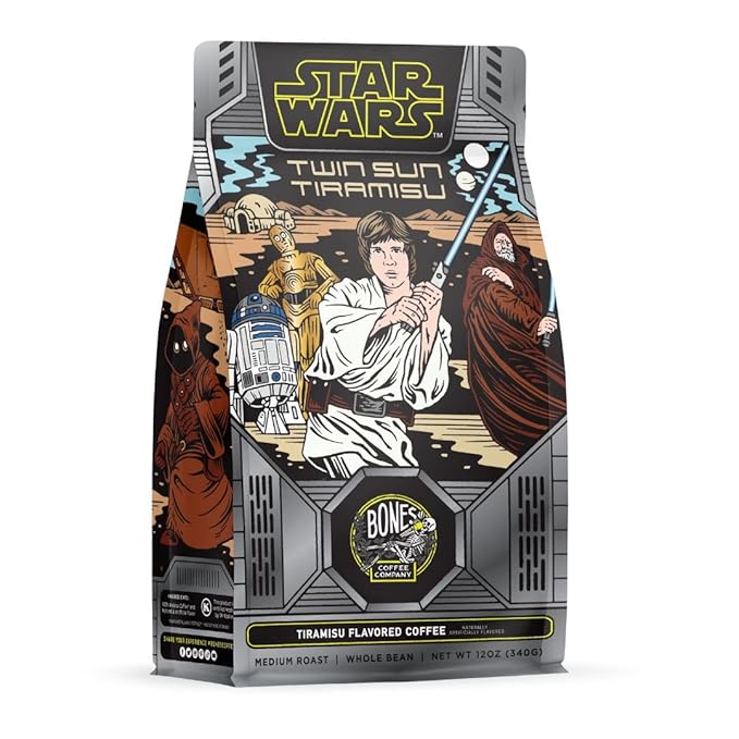 Bones Coffee Company Star Wars Twin Sun Tiramisu Flavored Coffee, Medium Roast Low Acid Arabica