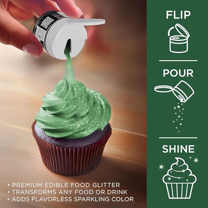 Bakell - Christmas Green Tinker Dust (5g, 1x Jar) Edible Glitter for Food, Desserts, and Beverages!