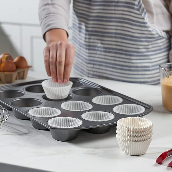 Comfy Package [Case of 12,500] Standard White Cupcake Liners for Baking - Food Grade & Grease-Proof