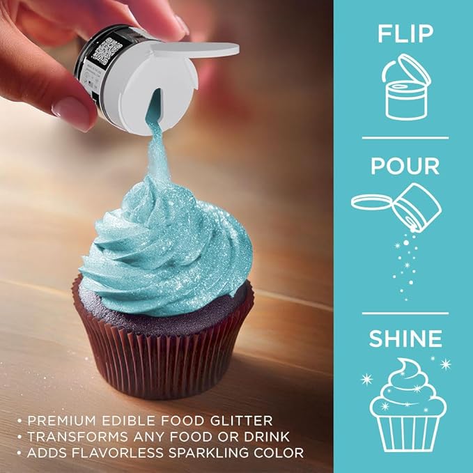 Bakell - Teal Tinker Dust (5g, 1x Jar) Edible Glitter for Food, Desserts, and Beverages!